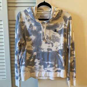 Large, blue tie dye, Champion sweatshirt
